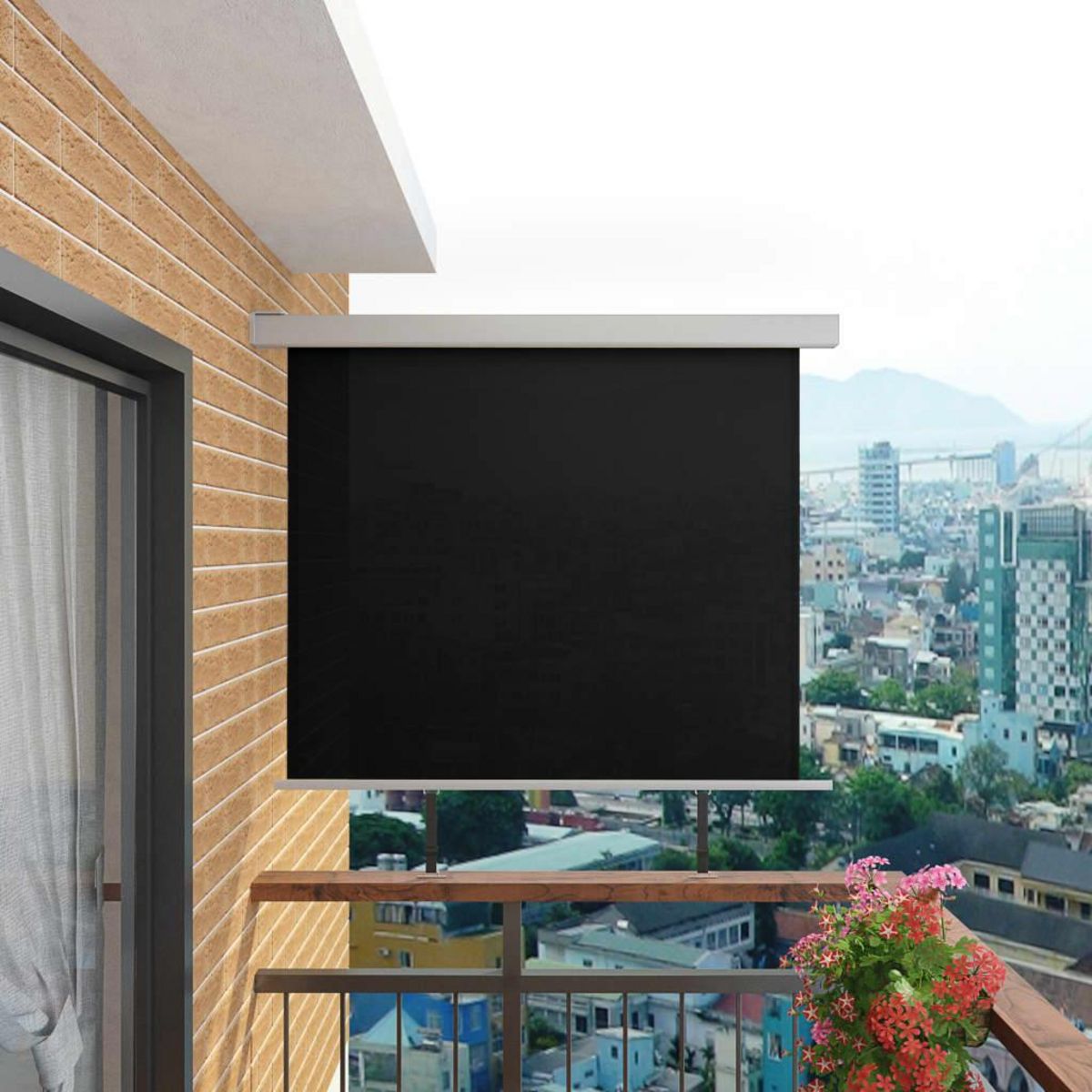 VIDAXL Auvent lateral de balcon multifonctionnel 150 x 200 cm Noir