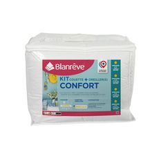 BLANREVE Pack couette tempérée 300g/m² + oreiller(s) confort moelleux CONFORT  (Blanc)