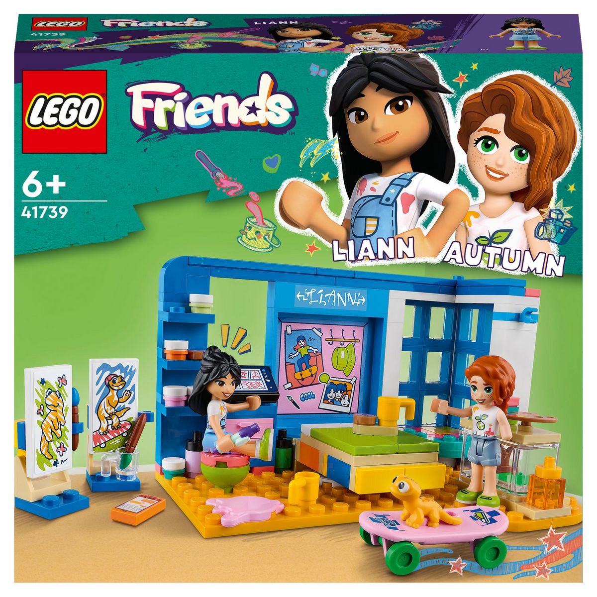 LEGO Friends 41739 La chambre de Liam,  Jouet de Maison Mini-Poupées 2023 Liann & Autumn, sur le Thème de l'Art
