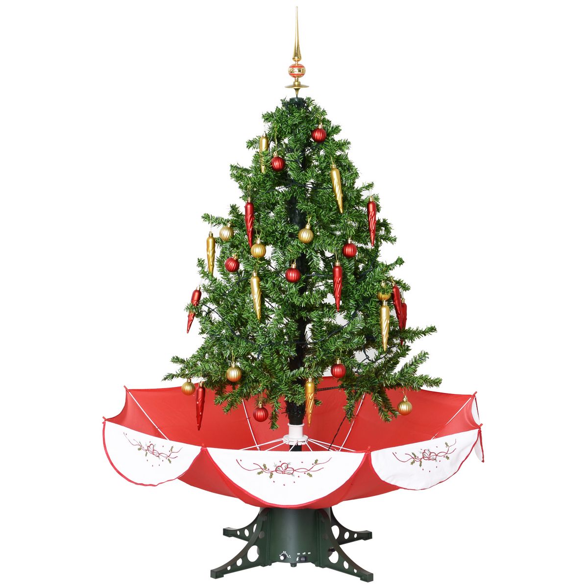 HOMCOM Sapin de Noël artificiel simulation chute de neige dim. Ø 95 x 140 cm décorations et 