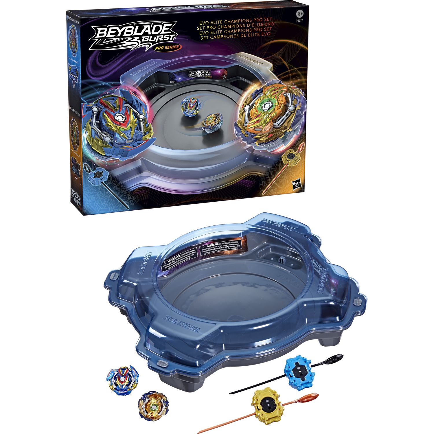 Beyblade burst quadstrike, set de combat light ignite avec arene  beystadium, 2 toupies et 2 lanceurs BEYBLADE Pas Cher 