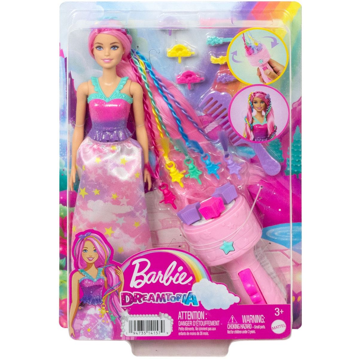 BARBIE Poupée Barbie Princesse Tresses Magiques pas cher 