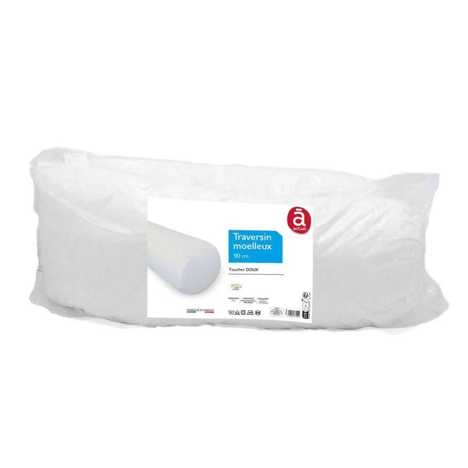 Traversin moelleux microfibre 90 cm - Blanc - Kiabi - 19.51€