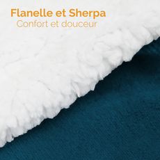 VIVEZEN Couverture, plaid polaire 220 x 240 cm en flanelle et sherpa ultra doux (Bleu)