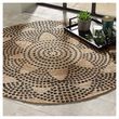 ATMOSPHERA Tapis déco rond en jute imprimé motifs rosace pois diamètre 120 cm. Coloris disponibles : Bicolore
