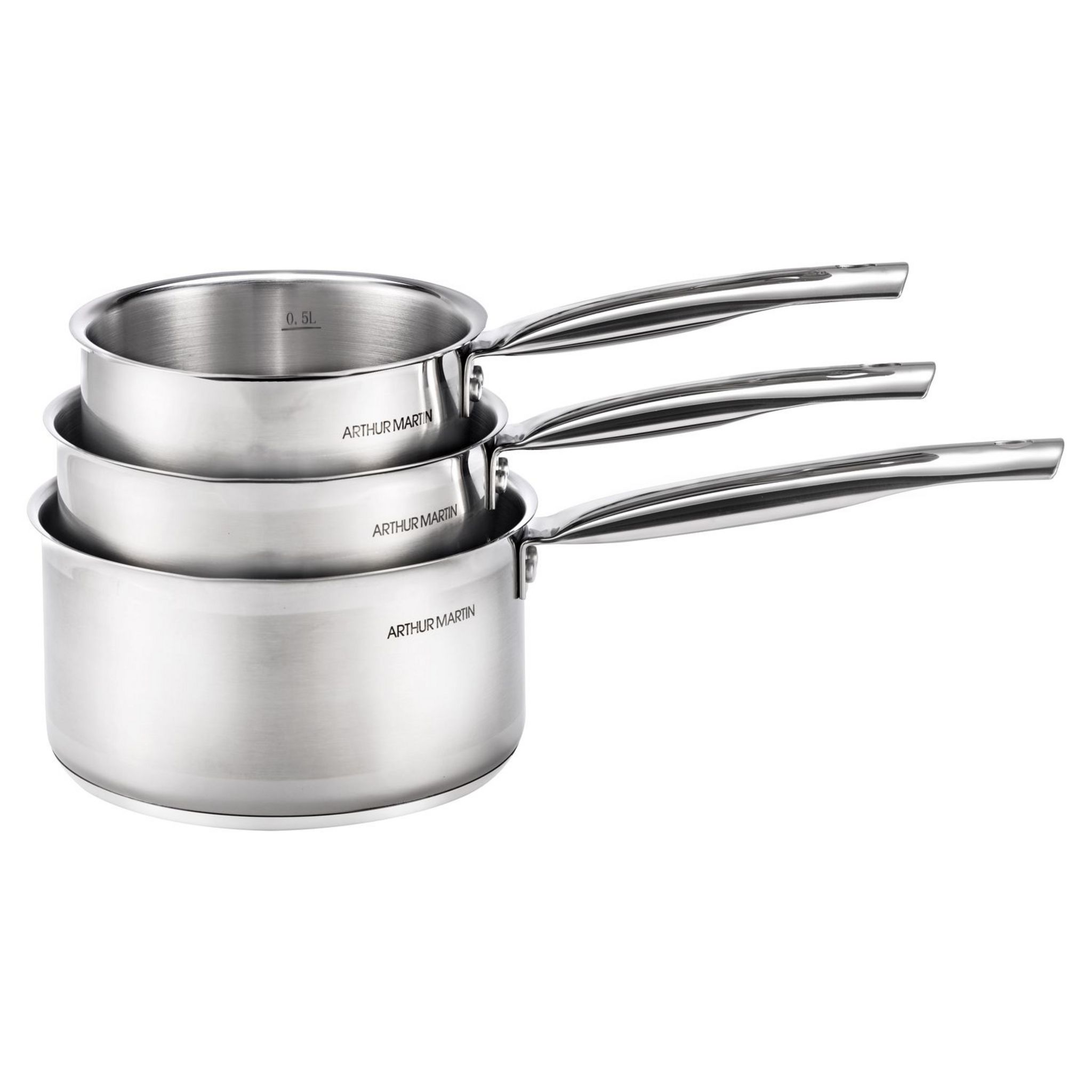 Arthur Martin Lot de 3 casseroles induction inox 14 - 16 - 18 cm