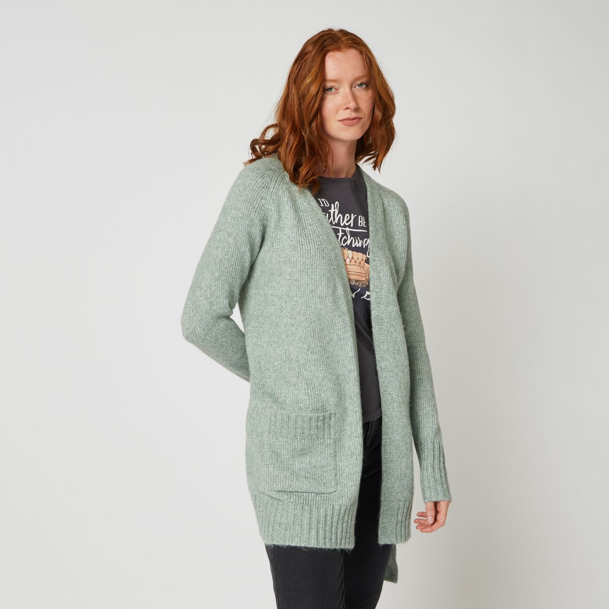 INEXTENSO Gilet long avec ceinture vert femme pas cher - Auchan.fr