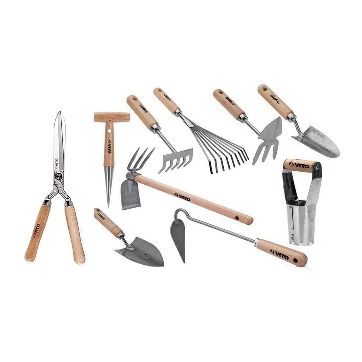Kit 6 outils de jardin en bois de hêtre VITO - Univers du Pro