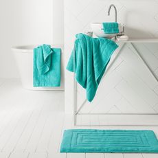TODAY Lot 2 serviettes + 2 gants de toilette 500 g/m² JUS de DIABOLO MENTHE (Bleu turquoise)