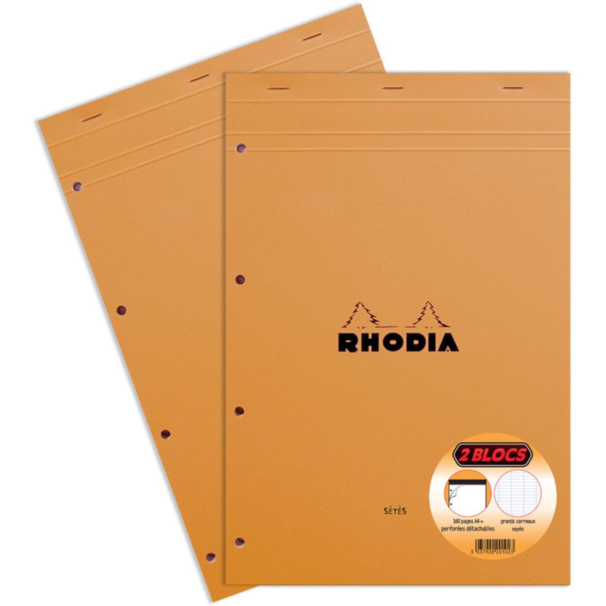 Bloc bureau Rhodia format A4 + grands carreaux 80 feuilles