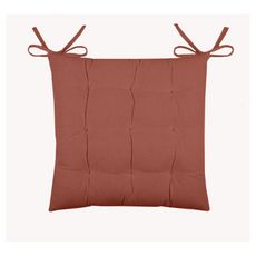 Galette de chaise matelassée unie en coton avec nouettes (Rouge )