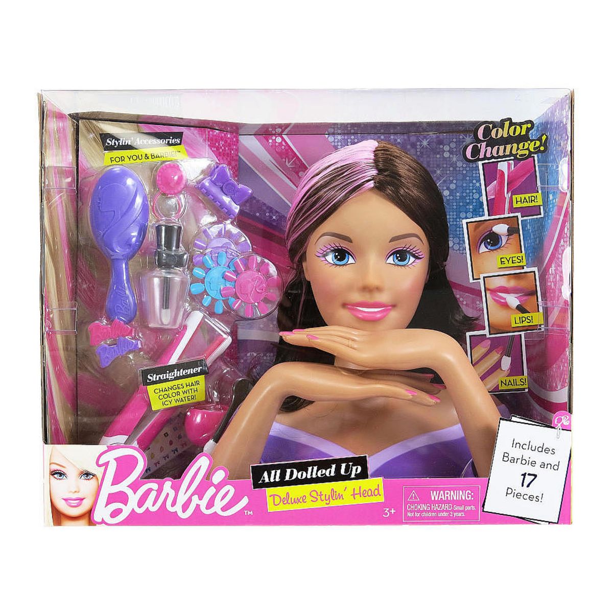 Barbie tête à coiffer brune Multicolore Mattel 
