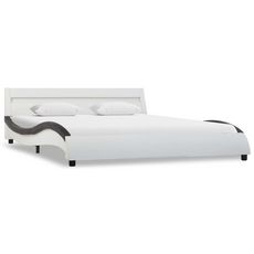 Cadre de lit avec LED Blanc et noir Similicuir 120x200 cm