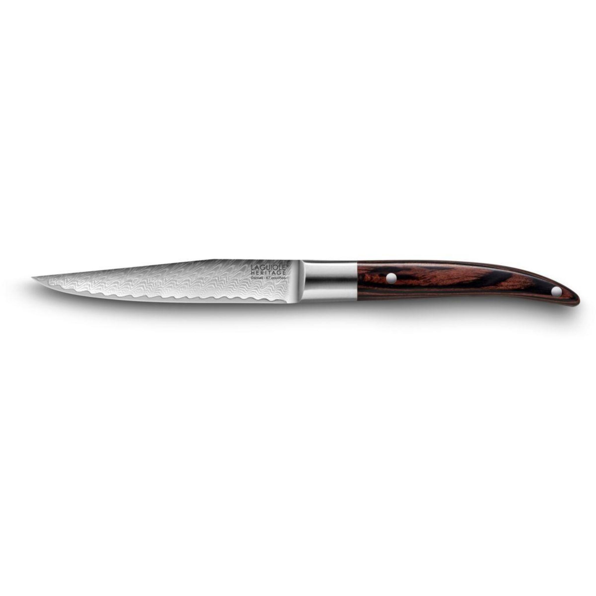 LAGUIOLE HERITAGE TB Couteau à steak 11cm Lag Expression bois noir lame  Damas pas cher 