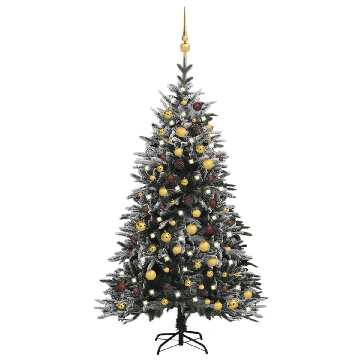 Sapin de Noël artificiel LED et flocons de neige 180 cm PVC PE pas cher