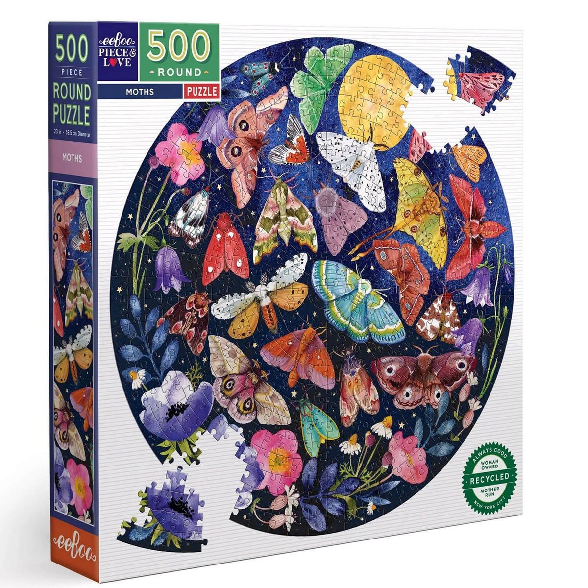 Eeboo Puzzle rond 500 pièces : Papillons de nuit