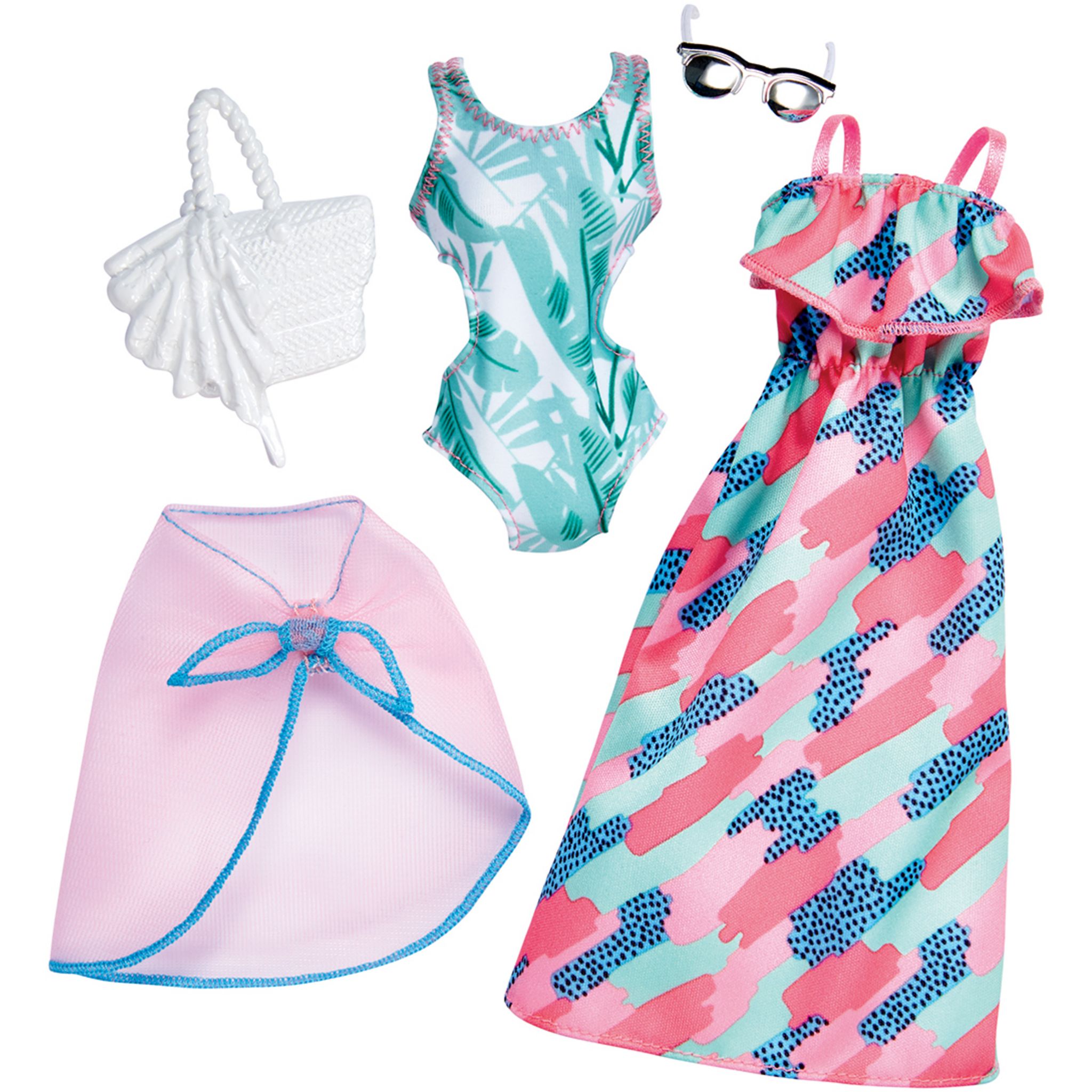 BARBIE Coffret 2 tenues Barbie : robe longue et maillot de bain pas cher 