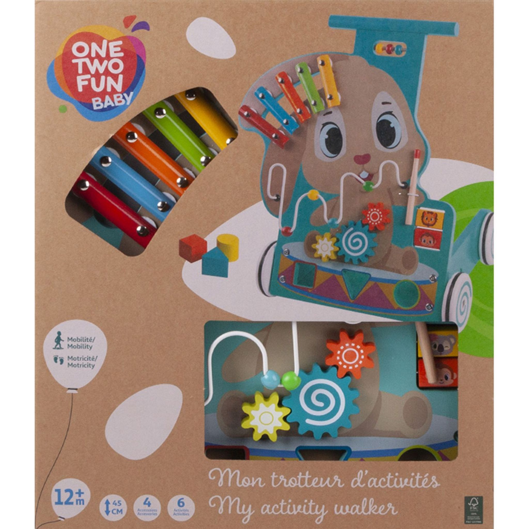 One Two Fun Trotteur Multi Activites En Bois Pas Cher A Prix Auchan