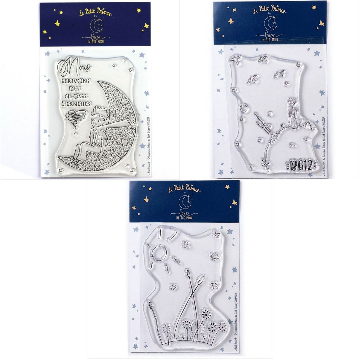 Youdoit 3 Tampons transparents Le Petit Prince et La lune + Astéroïd + Paysage