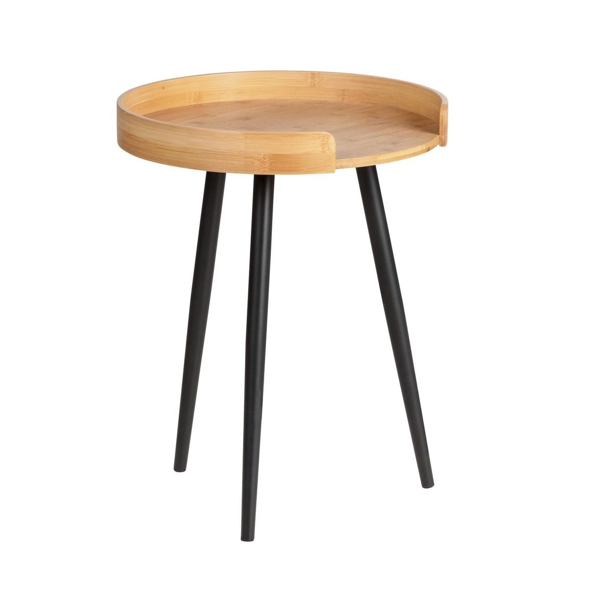 Wenko Table d'appoint ronde avec 4 pieds en métal Loft - Noir et bois