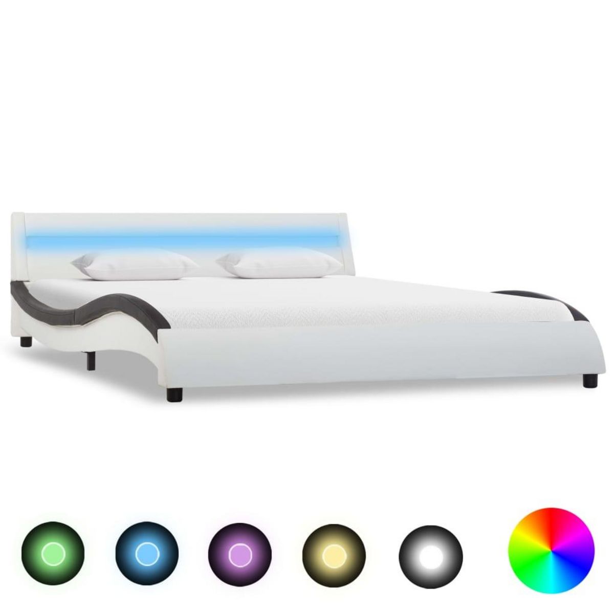 VIDAXL Cadre de lit avec LED Blanc et noir Similicuir 120 x 200 cm