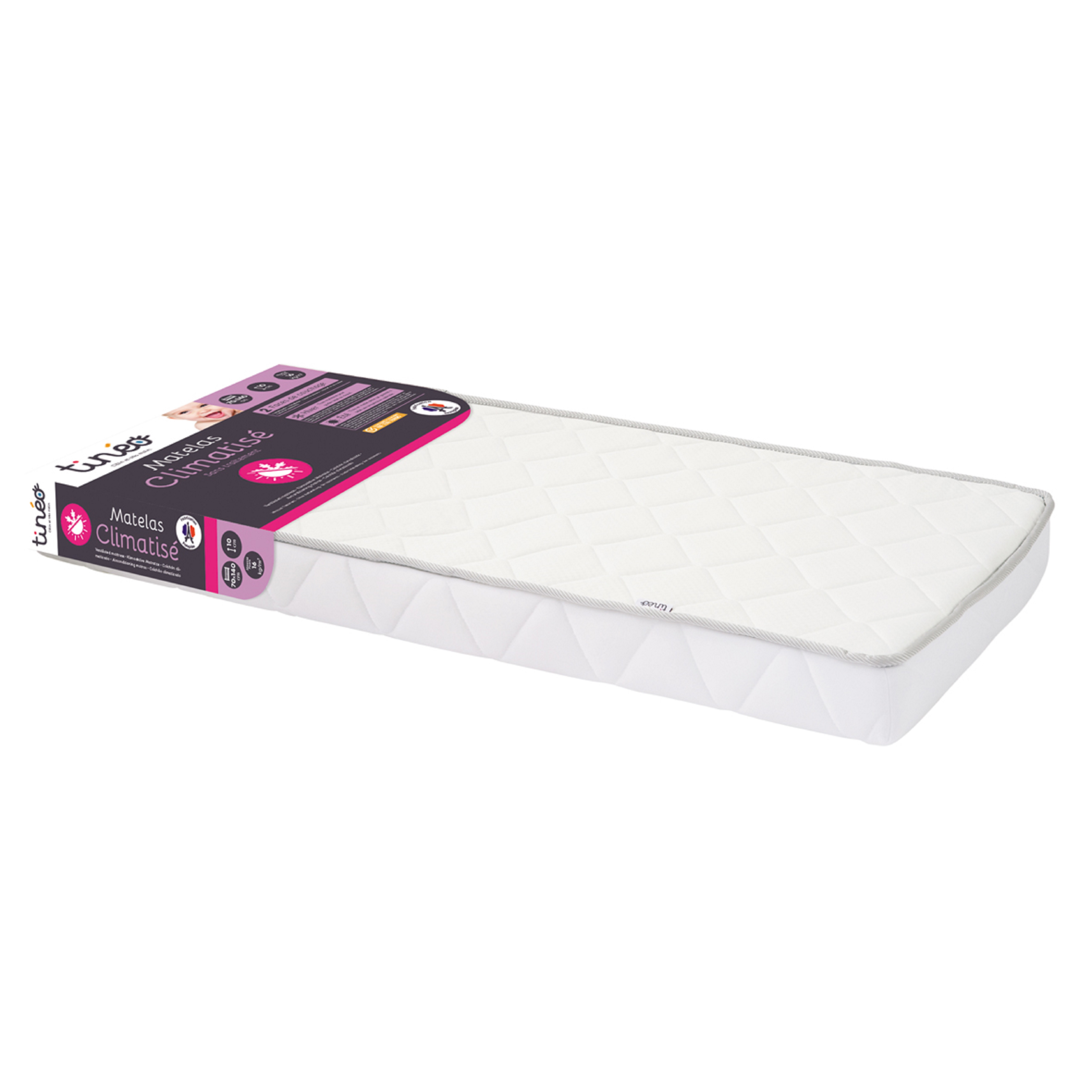 TINEO Matelas climatisé 70x140 cm + plan incliné 15° (lot