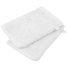 ACTUEL Lot de 2 gants de toilette coton bio organic 540gr/m2 (Blanc)
