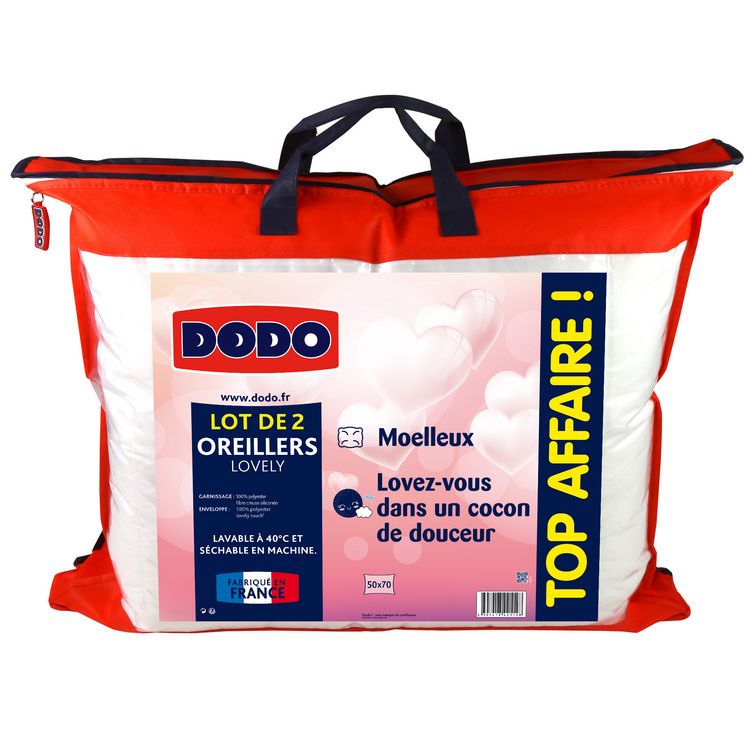 DODO Lot de 2 Oreillers Le Top Affaire - 60 x 60 cm - 100% Polyester  VOLUPT'AIR - Cdiscount Maison