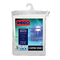 DODO Protège matelas imperméable en molleton anti-acariens  LES ESTIVALES (Blanc)