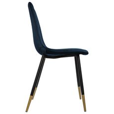 ATMOSPHERA Lot de 4 chaises assise velours pieds métal LAURA (Bleu)