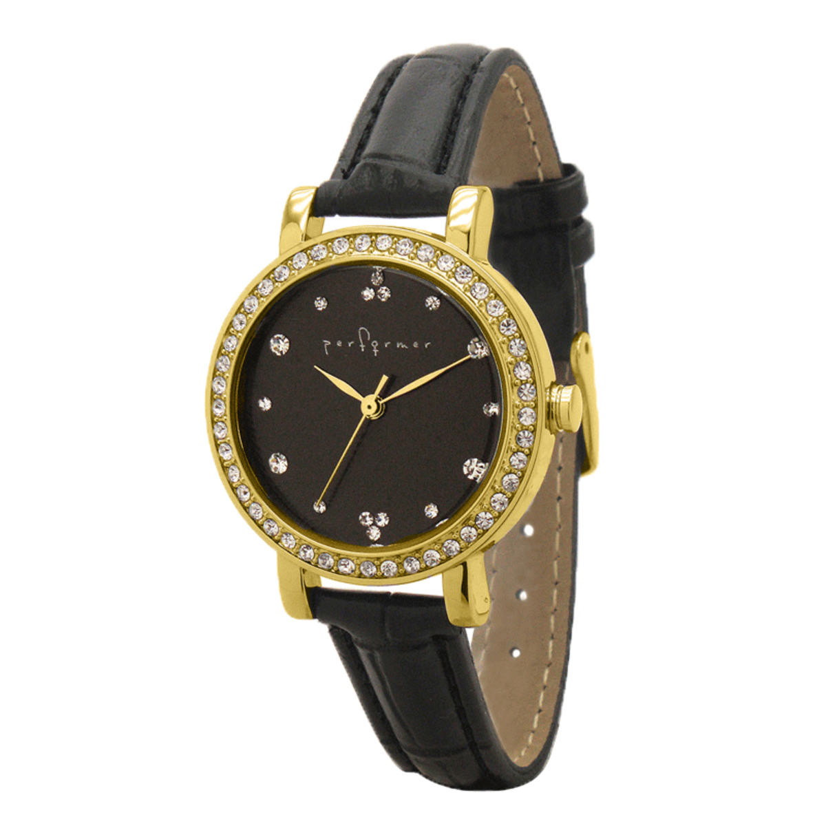 Performer Montre Classique Performer Femme Simili Cuir Noir Strass