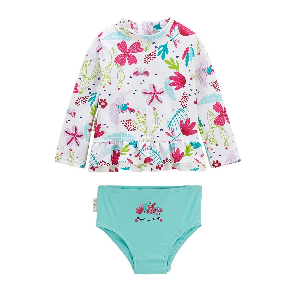 Petit Béguin Maillot de bain fille 2 pièces t-shirt ANTI-UV & culotte Tropic Coco