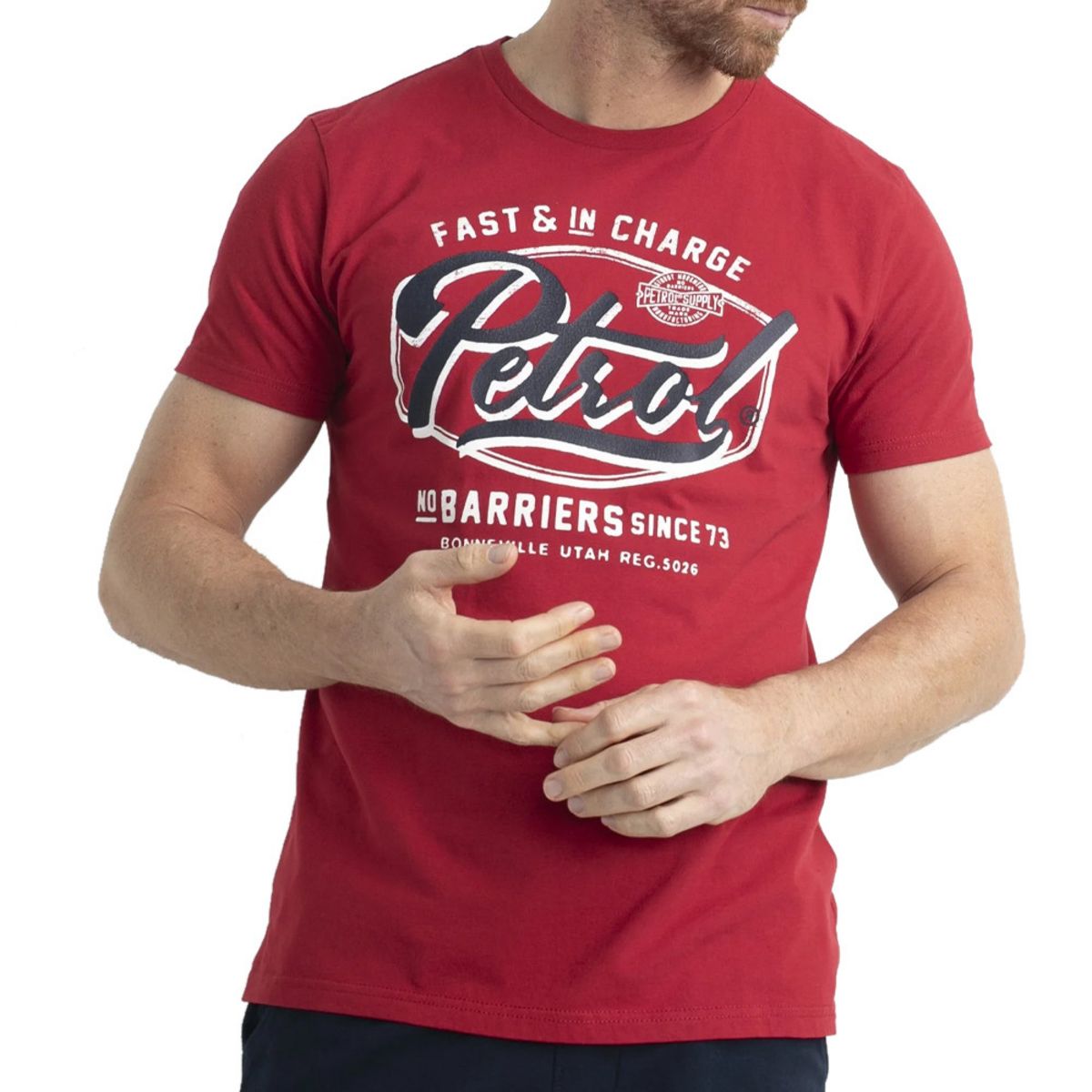 T shirt Rouge Homme Petrol Industries Classic Print pas cher