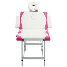 Table de massage pliable 4 zones Aluminium Blanc et rose