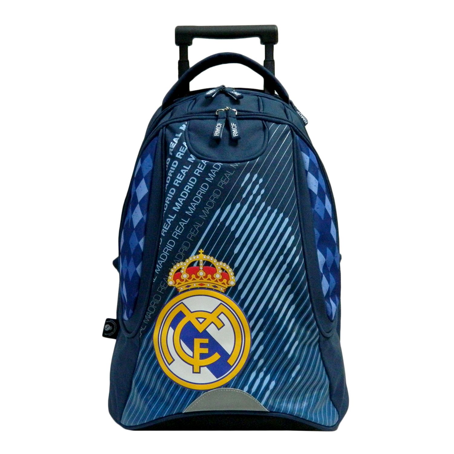 Sac a dos a roulettes 2 compartiments garcon Real Madrid bleu pas cher Auchan