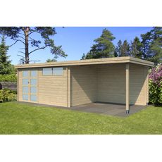Abri jardin bois APETINA / toit plat avec auvent / traité autoclave / 18.67m² 
