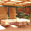 Salon de jardin 12 pcs avec coussins Marron miel Bois de pin
