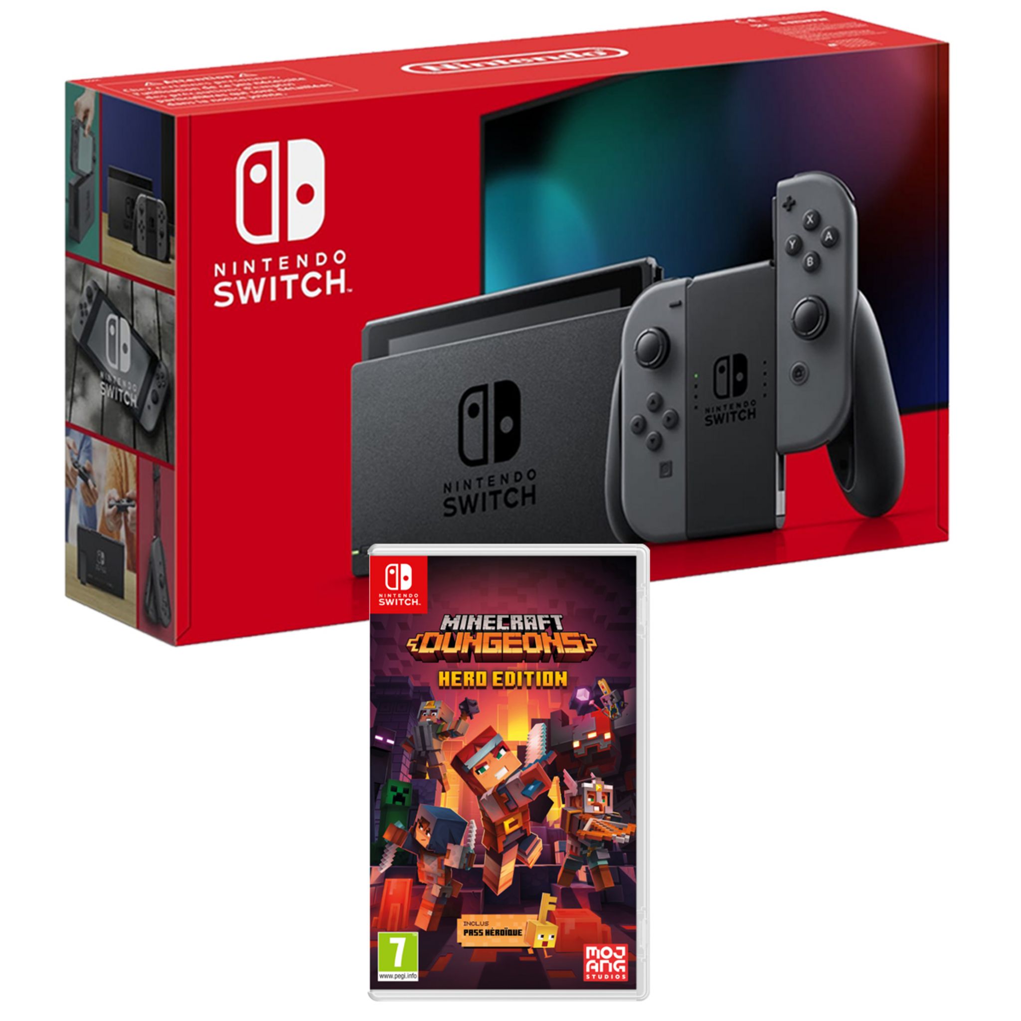 Console switch lite grise + jeu switch minecraft BUNSLGMINECRAFT - Conforama