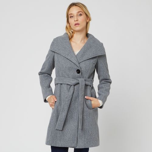 Manteau grand col gris femme