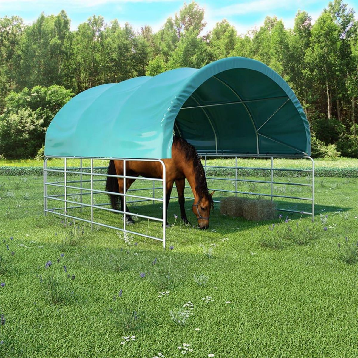 VIDAXL Tente pour betail PVC 3,7x3,7 m Vert