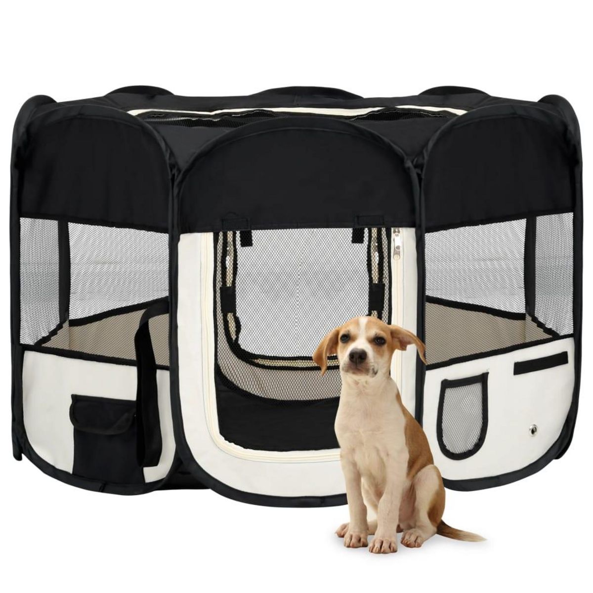VIDAXL Parc pliable pour chien avec sac de transport Noir 110x110x58cm