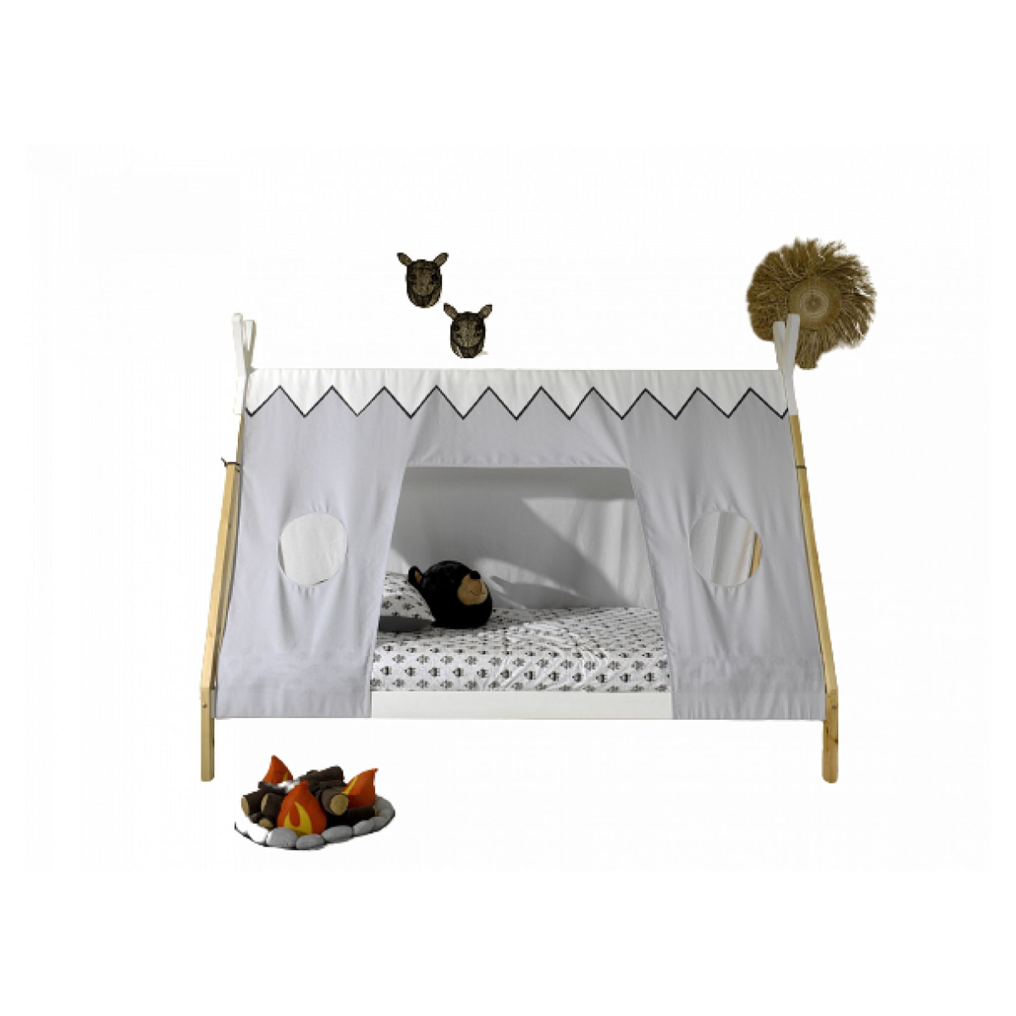 Lit tipi LP avec tiroir gigogne blanc 90x200