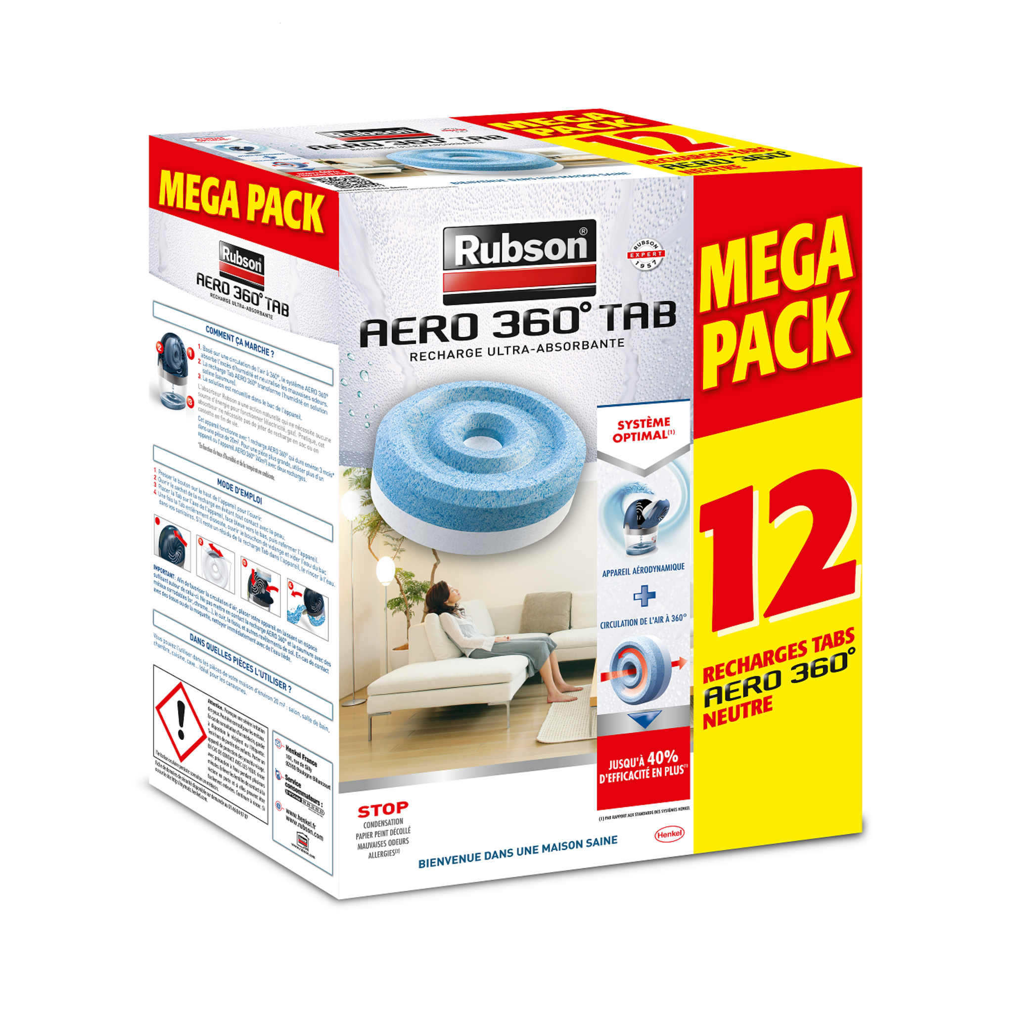 Recharge absorbeur d'humidité Rubson 1kg 3+1