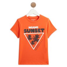 IN EXTENSO T-shirt manches courtes palmiers garçon (Orange)