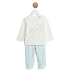 IN EXTENSO Pyjama 2 pièces licorne bébé fille (Ecru)
