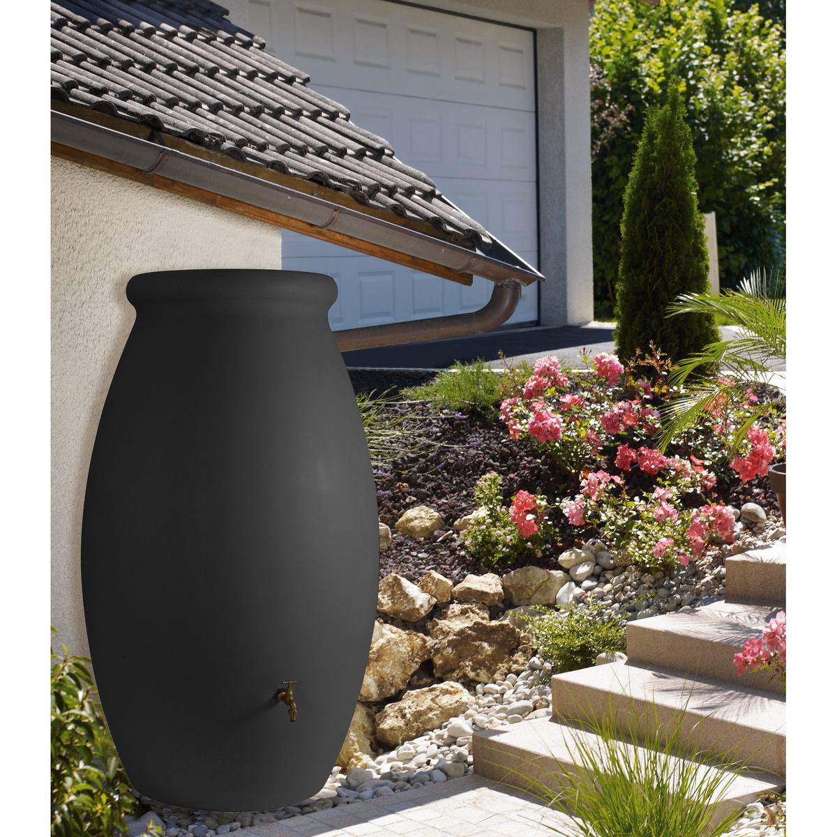 Belli Récupérateur d'eau Jarre anthracite 1000L pas cher 