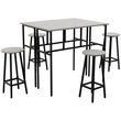 Ensemble table de bar style industriel 6 pièces - 2 tables, 4 tabourets - acier noir panneaux particules aspect bois gris