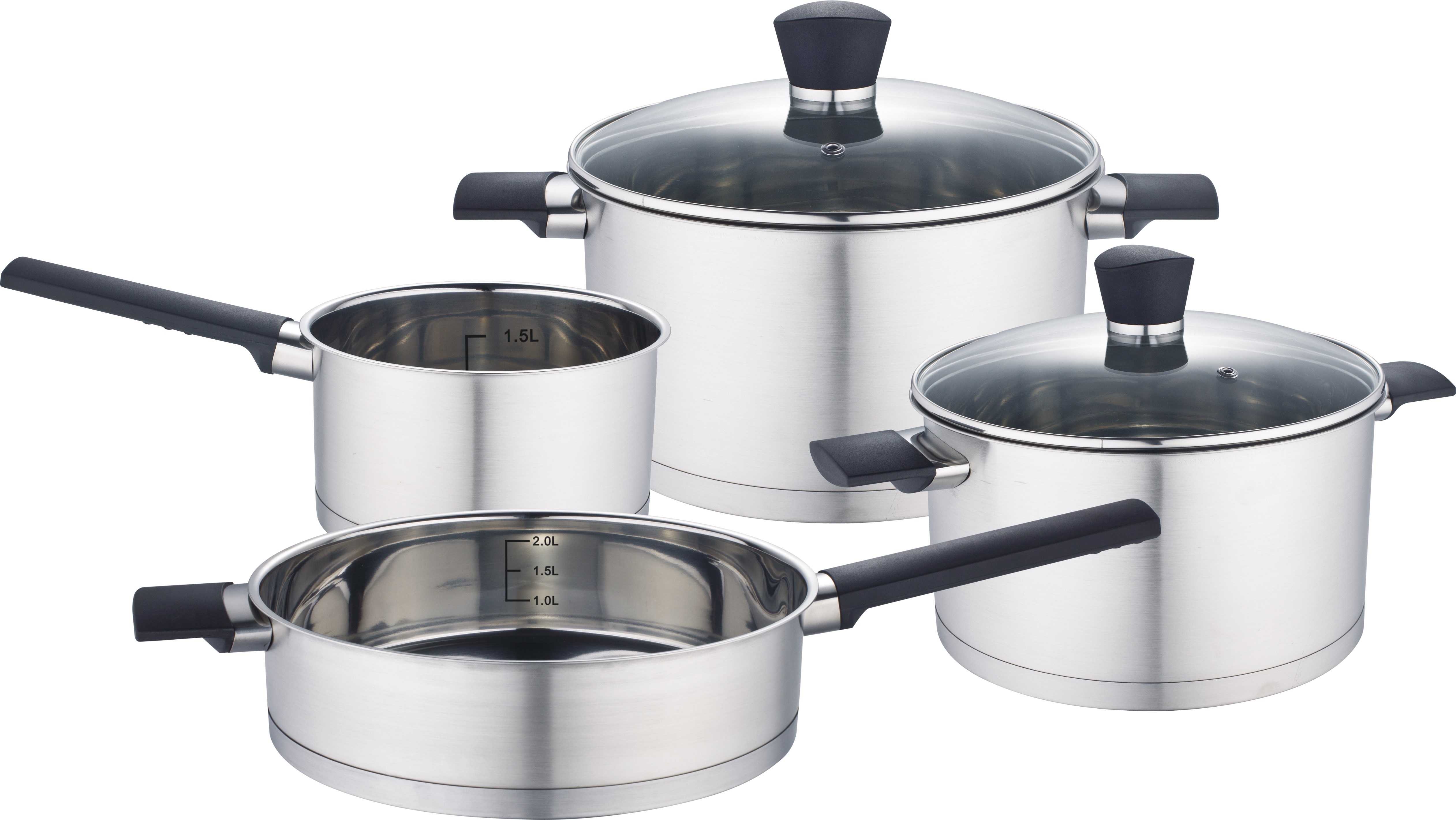 BAUMALU Lot de 5 casseroles induction en acier inoxydable