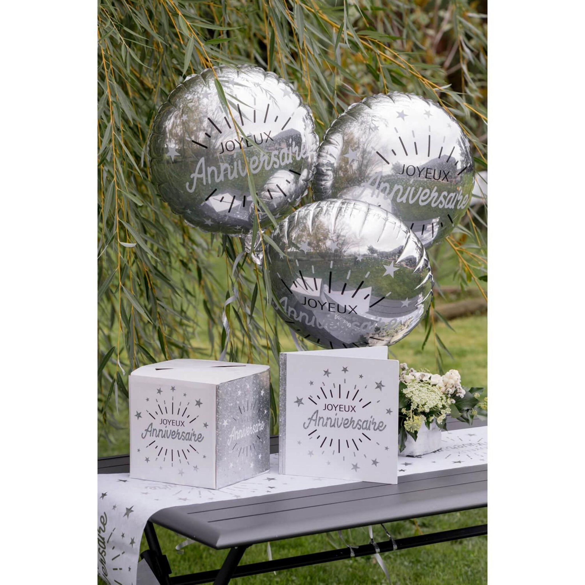 Ballon en aluminium rond Pastille argent - 45 cm