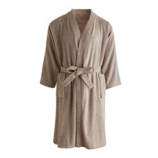 Peignoir kimono uni en coton 300gsm (Beige)